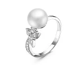 Кольцо из серебра с белой речной жемчужиной 8,5-9 мм