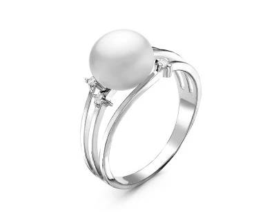 Кольцо из серебра с белой речной жемчужиной 8,5-9 мм