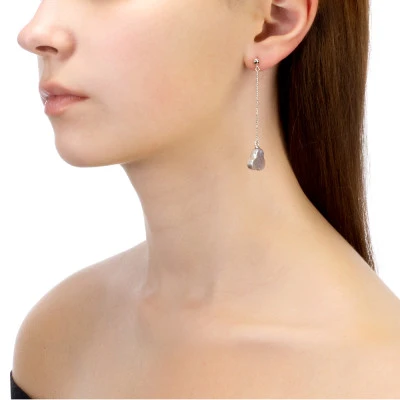 Серьги из серебра с серебристыми жемчужинами "Барокко" 14 мм