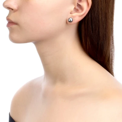 Пусеты из серебра 925 пробы с серебристыми речными жемчужинами 10-10,5 мм