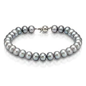Браслет из серебристого круглого речного жемчуга класса ААА. Жемчужины 8-8,5 мм
