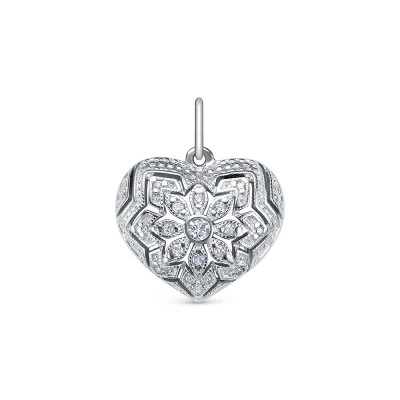 Кулон "Сердце" из серебра 925 пробы с фианитами