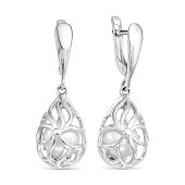 Серьги из серебра c белыми речными жемчужинами 8 мм