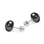 Пусеты из серебра 925 пробы с черными речными жемчужинами 8,5-9 мм