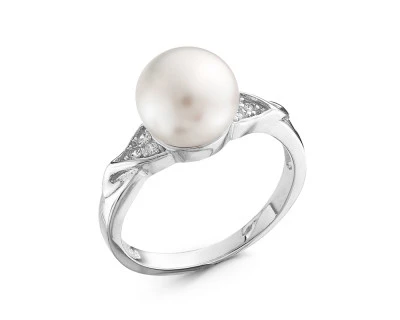 Кольцо из серебра с белой речной жемчужиной 9 мм