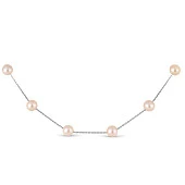 Цепочка из белого золота с розовыми морскими жемчужинами 7-7,5 мм. Длина 50 см