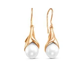 Серьги из серебра с белыми речными жемчужинами 11-12 мм