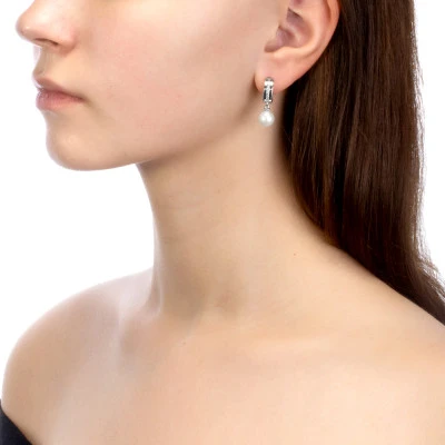 Серьги из серебра с белыми речными жемчужинами 8,5-9 мм