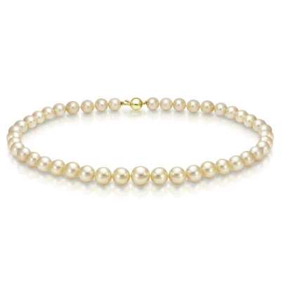 Ожерелье из золотистого круглого морского Австралийского жемчуга 9,6-11,5 мм. Качество среднее АА