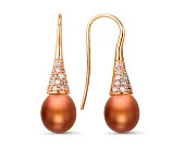 Серьги из серебра с шоколадными речными жемчужинами 8,5-9 мм