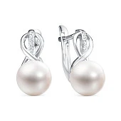 Серьги из белого золота с белыми речными жемчужинами 8,5-9 мм