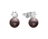 Серьги из серебра с черными речными жемчужинами 8-8,5 мм