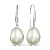 Серьги из серебра с серебристым каплевидным речным жемчугом 10-11 мм