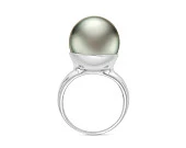 Кольцо "Дар Океана" из белого золота с морской Таитянской жемчужиной 15-15,5 мм