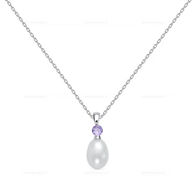 Цепочка из серебра 925 пробы с белой речной жемчужиной 7,5-8 мм