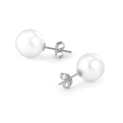 Пусеты из серебра 925 пробы с белыми морскими Австралийскими жемчужинами 9,6-9,9 мм