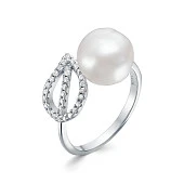 Кольцо из серебра с белой речной жемчужиной "Барокко" 10-11 мм