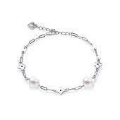 Браслет из серебра 925 пробы с белыми речными жемчужинами 7-7,5 мм