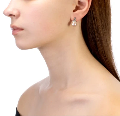 Серьги из серебра с розовыми речными жемчужинами 9,5-10 мм