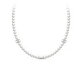 Колье из белого круглого жемчуга со вставками из серебра. Жемчужины 7-7,5 мм