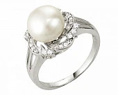 Кольцо из серебра с белой речной жемчужиной 9,5 мм
