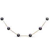 Цепочка из красного золота с черными морскими жемчужинами 7-7,5 мм. Длина 40 см