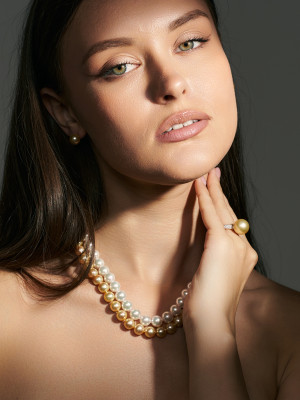 Ожерелье из белого круглого морского жемчуга Акойя (Япония). Жемчужины 8-8,5 мм. Класс ААА