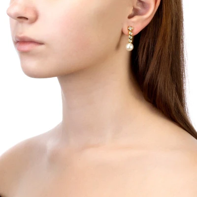 Серьги из серебра с белыми речными жемчужинами 8,5-9 мм