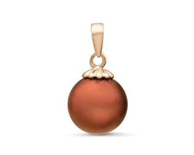 Кулон из серебра с шоколадной круглой речной жемчужиной 10-10,5 мм