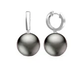 Серьги из белого золота с черными морскими Таитянскими жемчужинами 12-12,5 мм