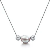 Цепочка из серебра 925 пробы с серебристой речной жемчужиной 8,5-9 мм