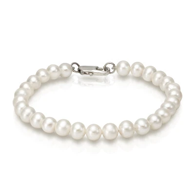 Браслет из белого овального речного жемчуга класса АА+. Жемчужины 9-10 мм