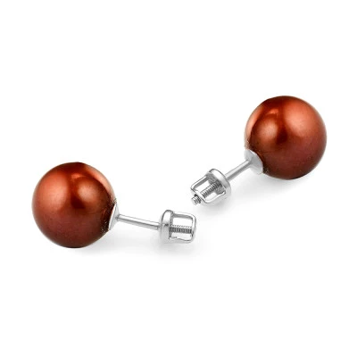 Пусеты из серебра 925 пробы с шоколадными речными жемчужинами 10-10,5 мм