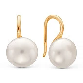 Серьги из красного золота с белыми речными жемчужинами 9,5-10 мм