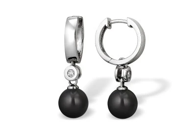 Серьги из серебра с черными речными жемчужинами 8-8,5 мм