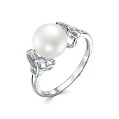 Кольцо из белого золота с белой речной жемчужиной 8,5-9 мм