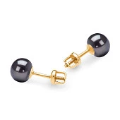 Пусеты из серебра 925 пробы с черными речными жемчужинами 7-7,5 мм