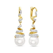 Серьги из серебра с белыми речными жемчужинами 10,5-11 мм