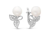 Серьги из серебра c белыми речными жемчужинами 7-7,5 мм