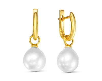 Серьги из серебра с белыми морскими Австралийскими жемчужинами 9,6-9,9 мм