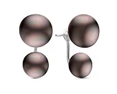 Пусеты "Диор" из серебра с черными речными жемчужинами 8,5-11 мм