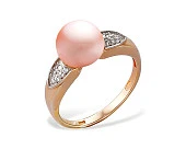 Кольцо из серебра с розовой речной жемчужиной 7,5-8 мм