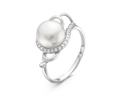 Кольцо из серебра с белой речной жемчужиной 8-8,5 мм