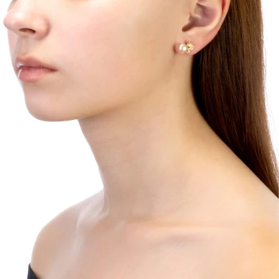 Серьги "Бабочки" из серебра с розовыми речными жемчужинами 6,5-7 мм