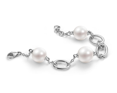 Браслет из серебра 925 пробы с белыми речными жемчужинами "Эдисон" 12,5-13 мм