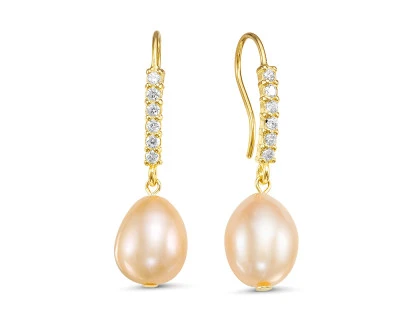 Серьги из серебра с розовыми речными жемчужинами 10-11 мм