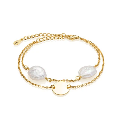 Браслет из серебра 925 пробы с белыми барочными речными жемчужинами 12 мм