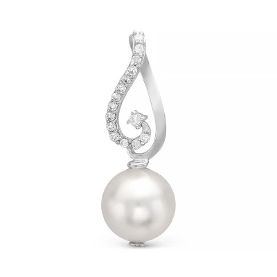 Кулон из серебра с белой речной жемчужиной 9,5-10 мм