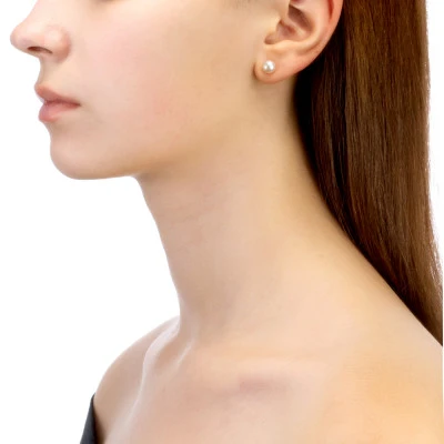 Пусеты из серебра 925 пробы с белыми речными жемчужинами 6-6,5 мм