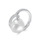Кольцо из серебра с белой речной барочной жемчужиной 13 мм
